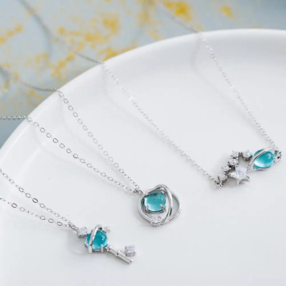 Fashion Planet Opal Chokers Necklace Woman Planet Bridal Wedding Necklaces Link Chain Pendant Girls Jewelry Accessories