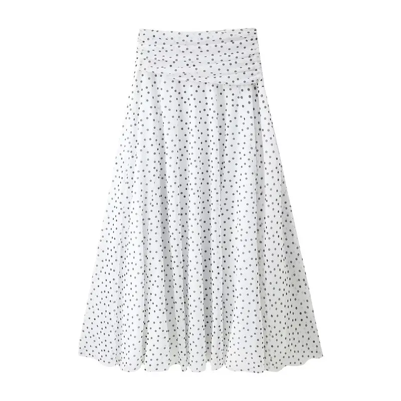 Spring 2026 Women's Commuter Polka Dot Long Skirt Midi Skirt A-Line Loose Fit mid Waist Other Material Other Process