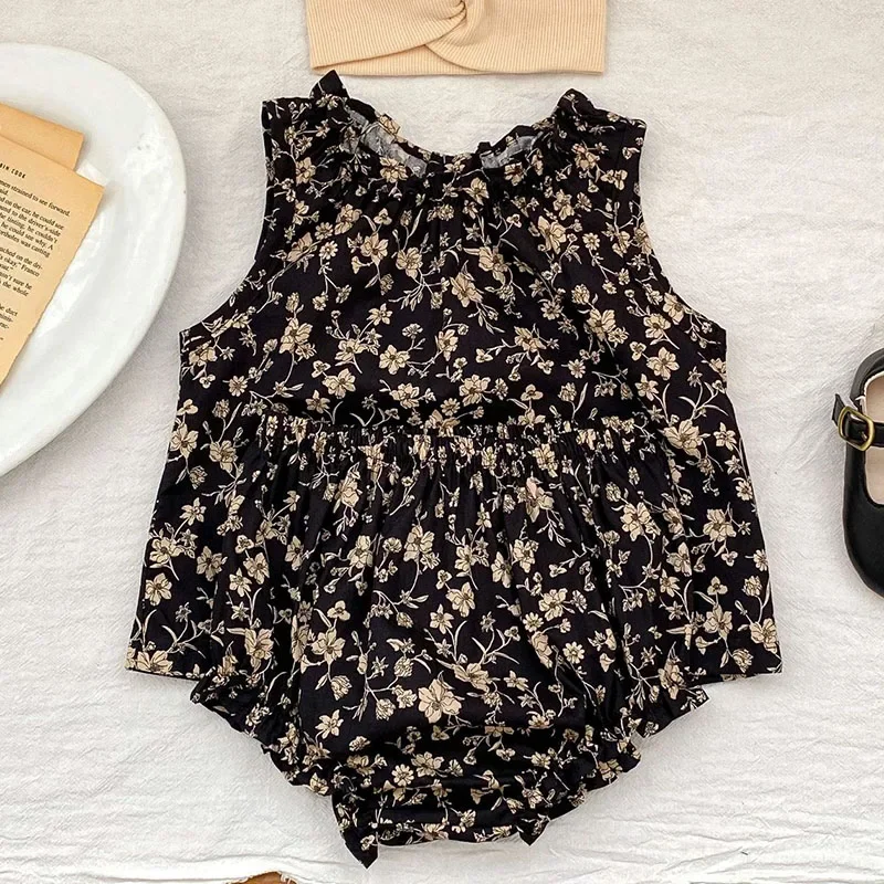 2025 New Summer 0-3Yrs Newborn Baby Girls Clothing Set Sleeveless Cotton Printed Vest+PP Shorts Toddler Baby Girl Clothes Suit