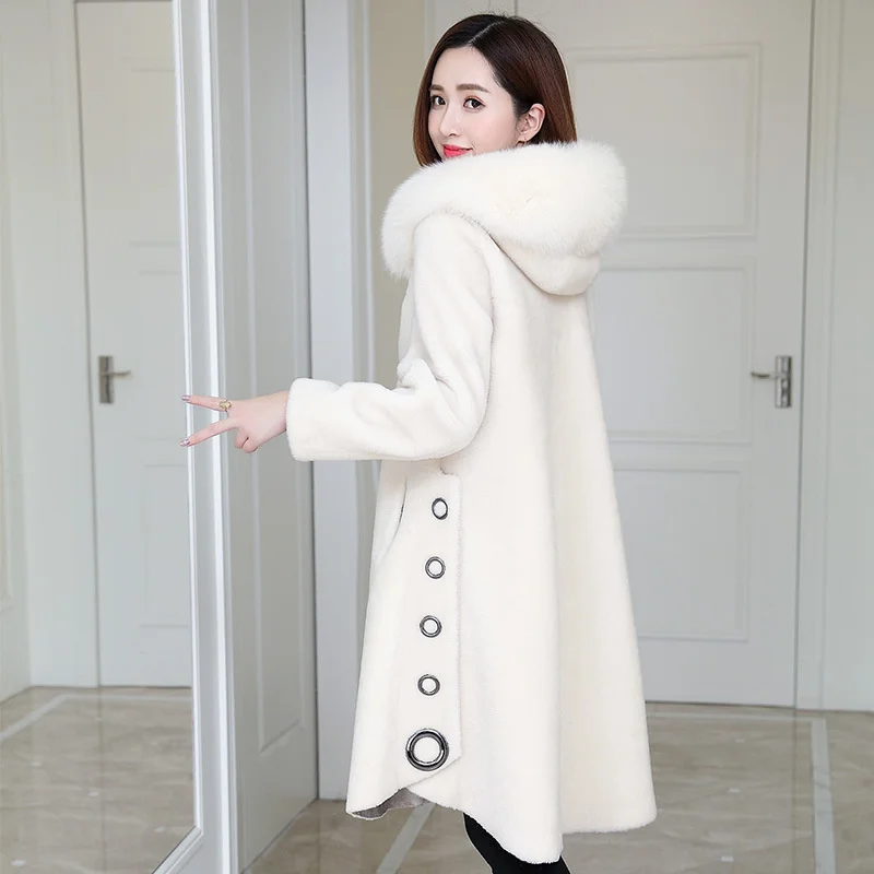 

Fur 100% Wool Coat Female Real Fox Fur Collar Hooded Woman Jacket Winter Clothes Women 2023 Abrigos De Mujer