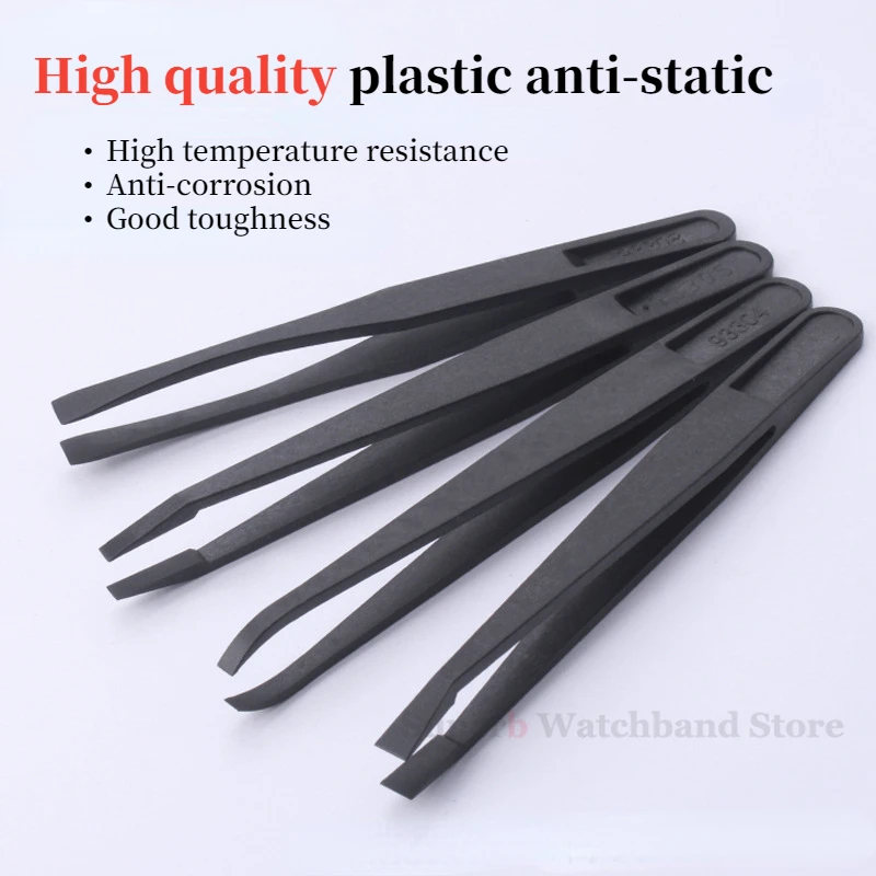 Watch Repair Tool Antistatic Carbon Fiber Tweezers Black Plastic Tweezers For Watchmaker Heat Resistant
