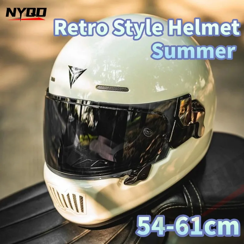 

Vintage Motorcycle Full Face Helmet 3C Certified Four Seasons Universal Retro Protective Helmet for Electric Scooter Moto