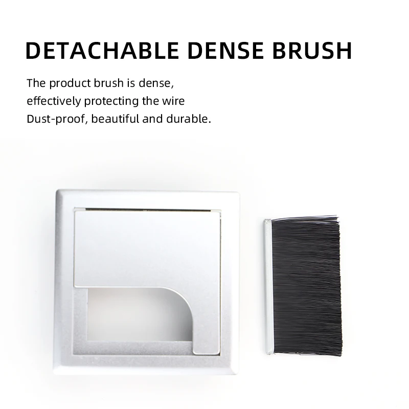 Desktop Abs Plastic Brush Wire Box Office Organizer Pc Computer Desktop Table Cable Cover  Organization Outlet Cover Plug Holder