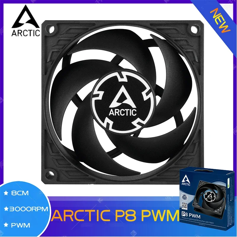 

ARCTIC P8 PWM Black Pressure-optimised 80mm 4pin PWM Case Fan 8cm PC Cooling Fan 3000RPM FDB CPU Cooler Radiator Fan Mute