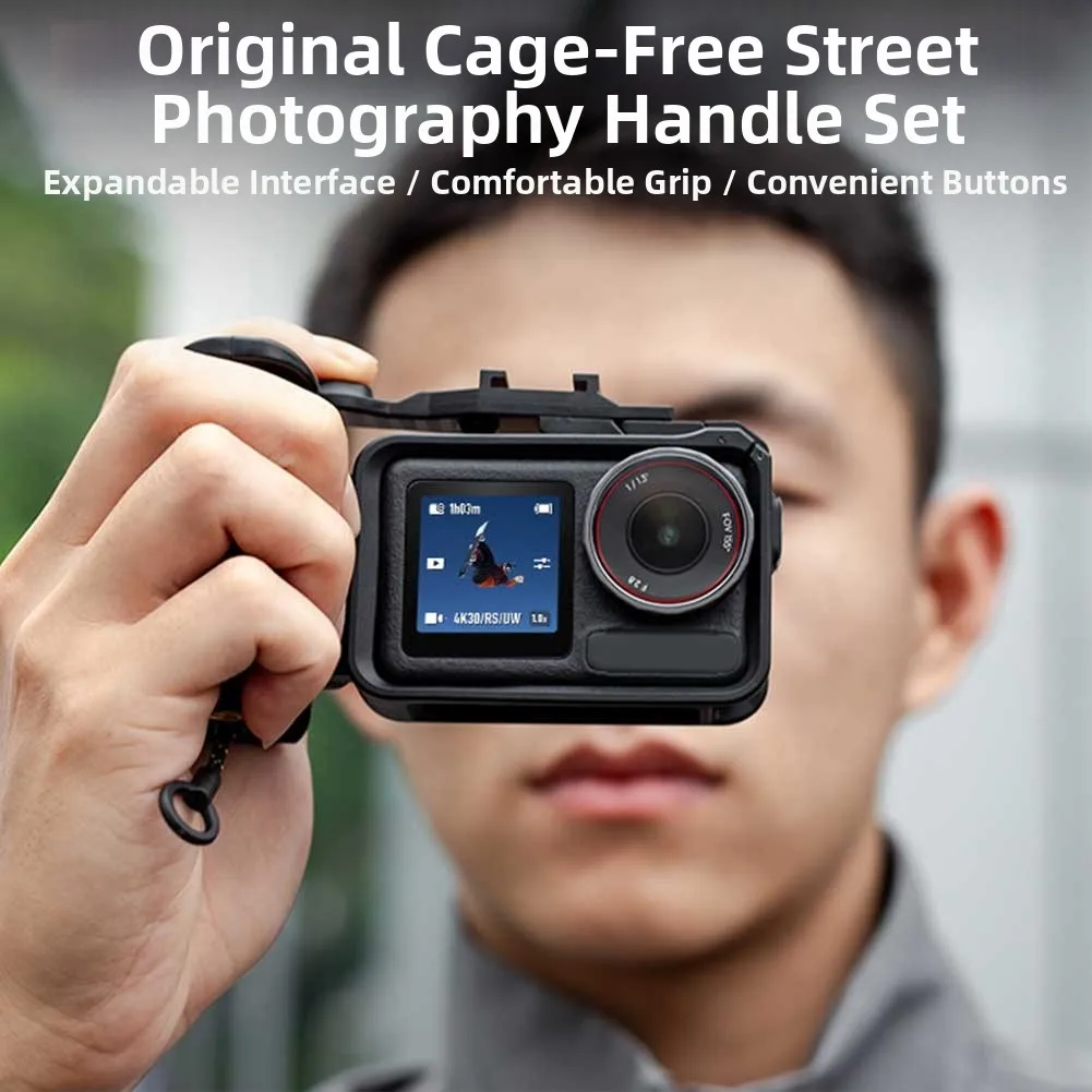 Camera Grip Holder For DJI Osmo-Action 6/5Pro Street Racket Sports Camera Shutter Handle Stand Camera Photography Accessories