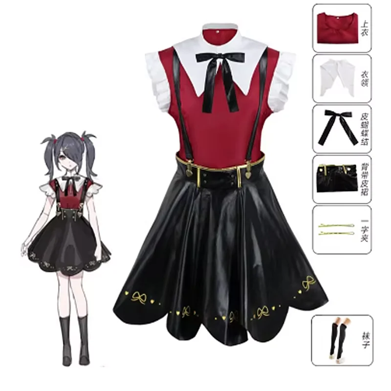 Game Needy Girl Overdose Cosplay Costume Wig Shoes Anime JK Uniform Leather Skirt Set Abyss KAngel Ame Chan Cosp Dress Halloween