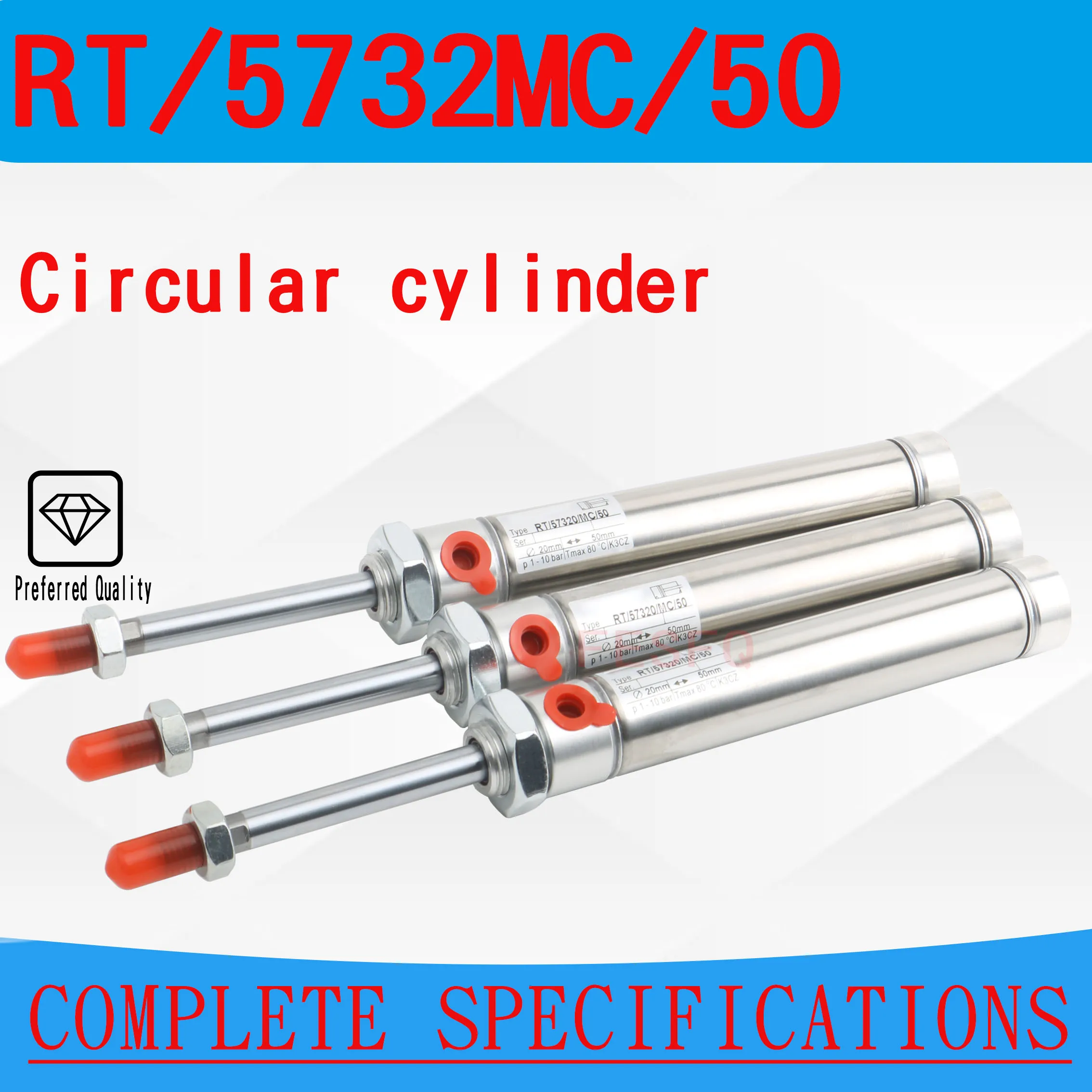

NORGREN Circular cylinder RT/57320/MC/50 RT/57320/MC/10/15/20/25/30/40/50/75/80/100/125/150/160