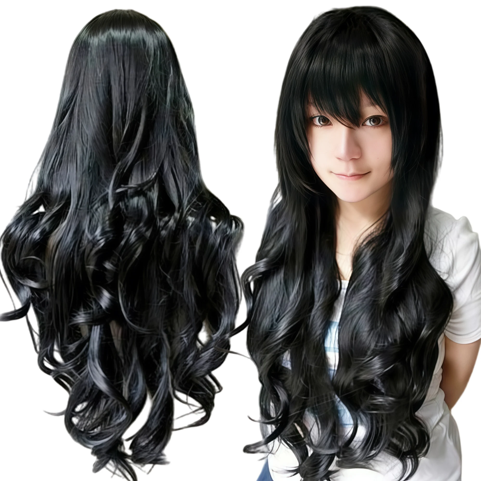 

Synthetic Hair Long Black Cosplay Wig Lolita Hair Anime Wigs Hairpiece Halloween Costume Curly Wig for Women