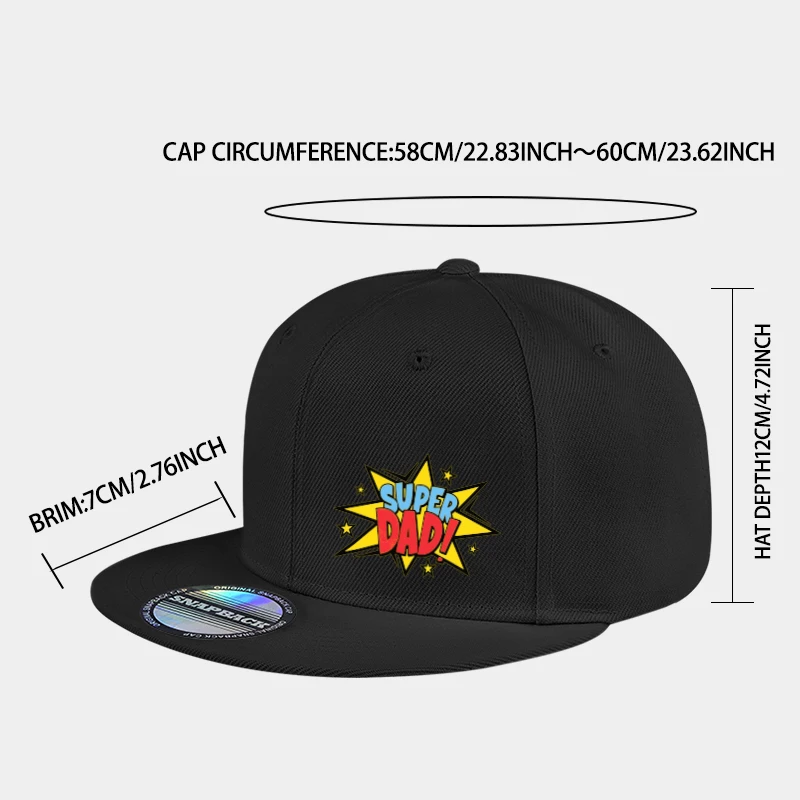 Retro SUPER DAD Comic-Style Printed Flat-Brim Hat | Adjustable Sun Hat | Men's Everyday Wear | Father's Day Gift | Baseball Cap