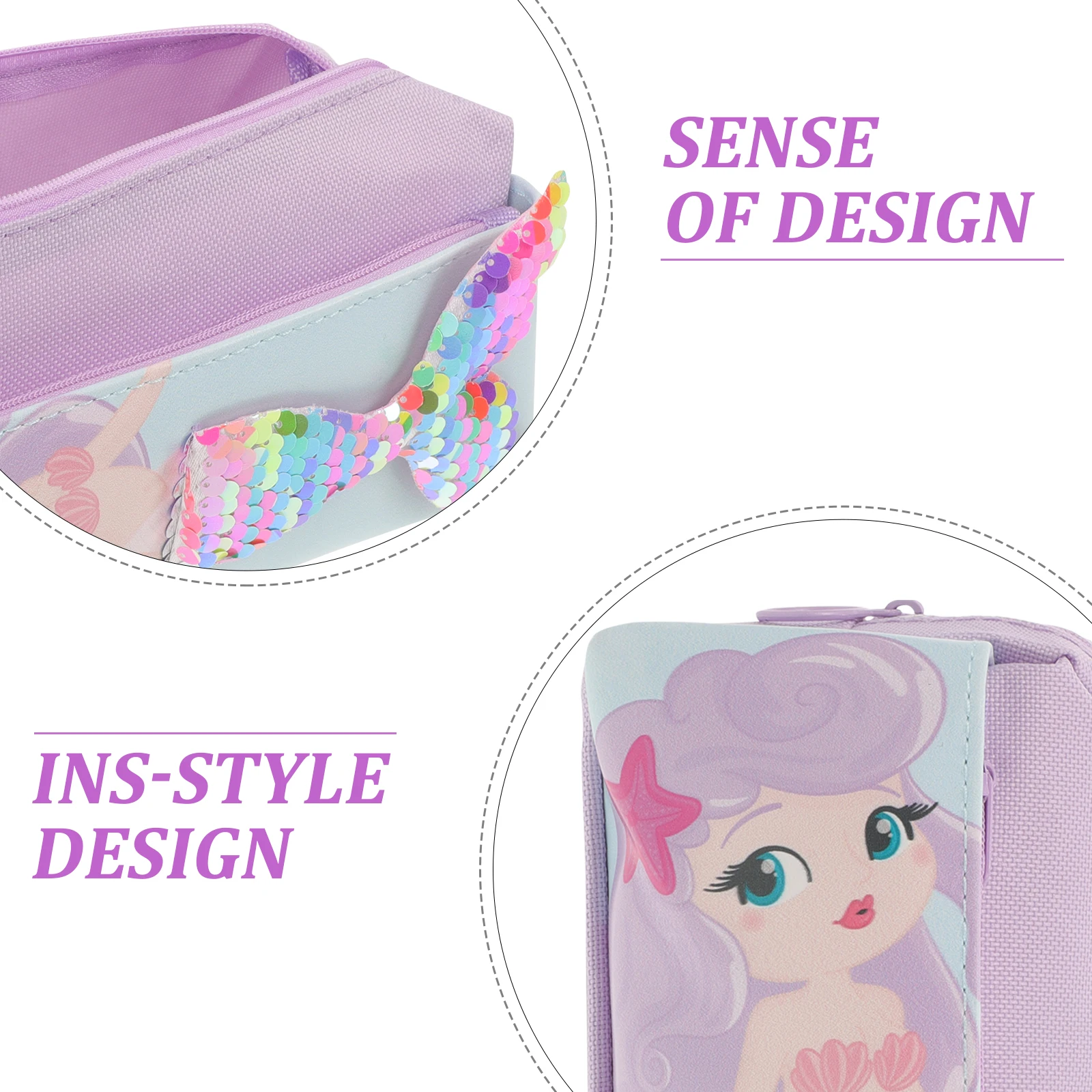 

Sequin Pencil Case Mini Cute Pouch For Girls Aesthetic Stationery Bag Double Layer Slim Pencil Box Durable Zipper Closure