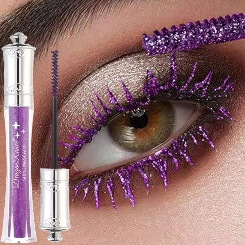 Paars Goud Diamant Mascara Glanzende Pailletten Zweetbestendig Glitter Wimpers Sneldrogend Blijvende Curling Dikke Mascara Shimmer Make-up