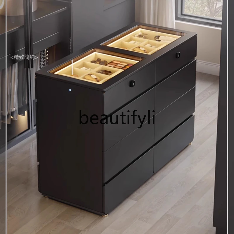 

Cloakroom Chest of Drawers Bedroom Storage Cabinet with Lock LED Light Living Room Wall-Mounted Drawer Storage Cabinet
