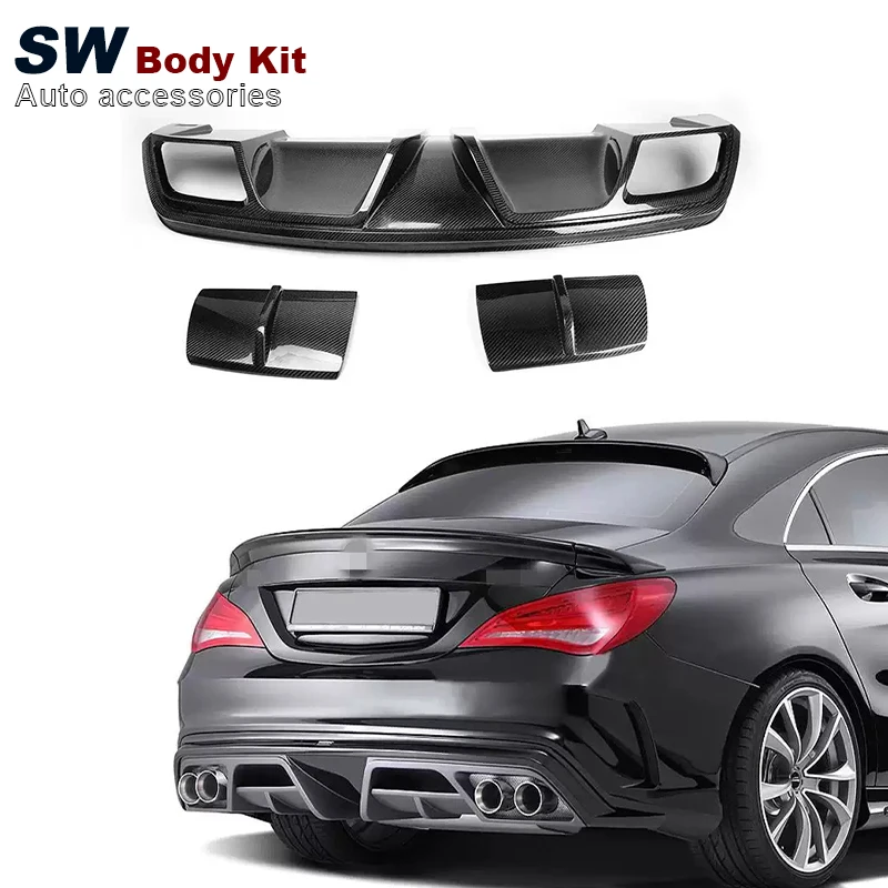 

W117 Carbon Fiber Piecha Style Rear Diffuser For Mercedes-Benz CLA AMG Coupe W117 CLA45 2013-2019 Upgrade Rear Side Splitters