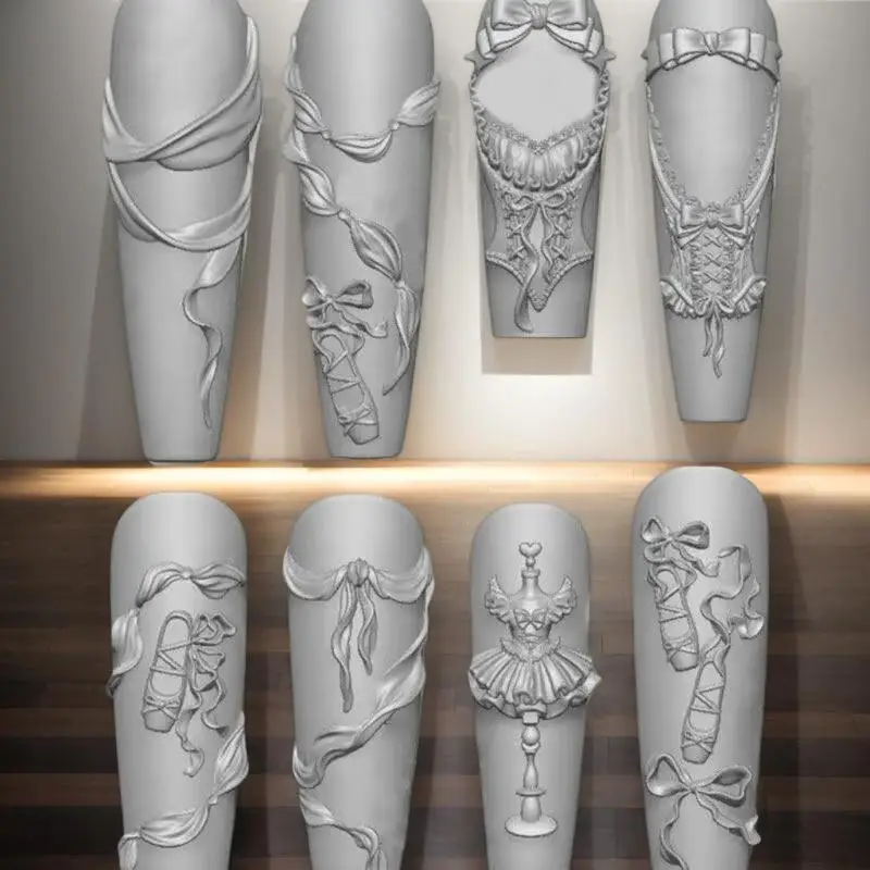 Moule 3D en Silicone pour Nail Art, pour bricolage, chaussures de ballet et nœud en ruban, modèle de sculpture Transparent