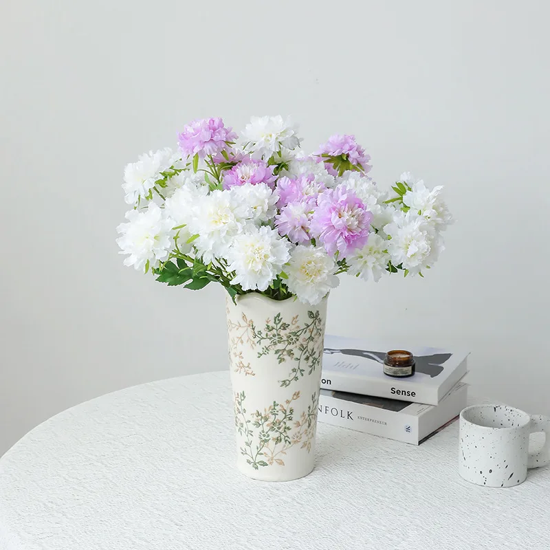 5 Stück/Set Künstliche 3-köpfige Nelken aus Seidenblumen, Muttertagsstrauß, Heimdekoration, Hochzeitstisch-Blumenarrangement, Ornamente – Detail 1