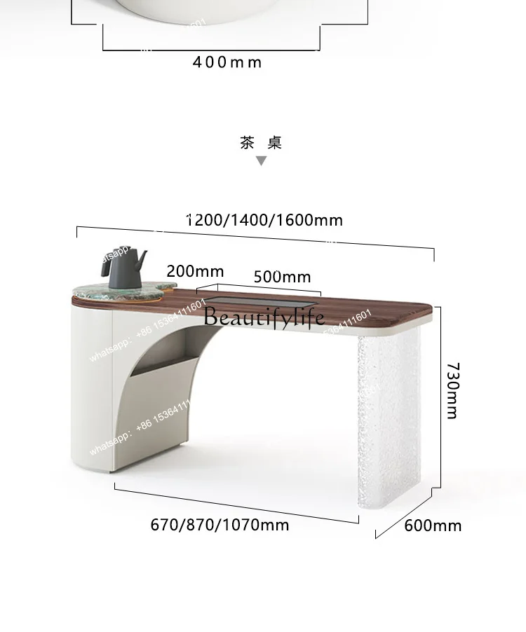 Half arc tea table black walnut Alec home living room modern simple high-end office balcony tea table