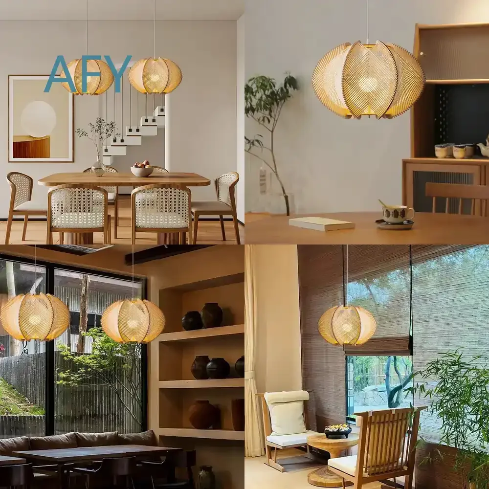Retro Log Chandelier for Living Room Dining Room Tea Room Homestay Zen Bedroom Bar Japanese Style Rope Lantern Creative