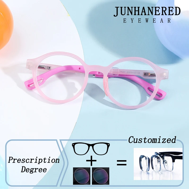 TPEE Round Prevent Allergies Frame Photochromic Children Prescription Glasses Anti Blue Light Girl Boy Near Sight Custom Eyewear
