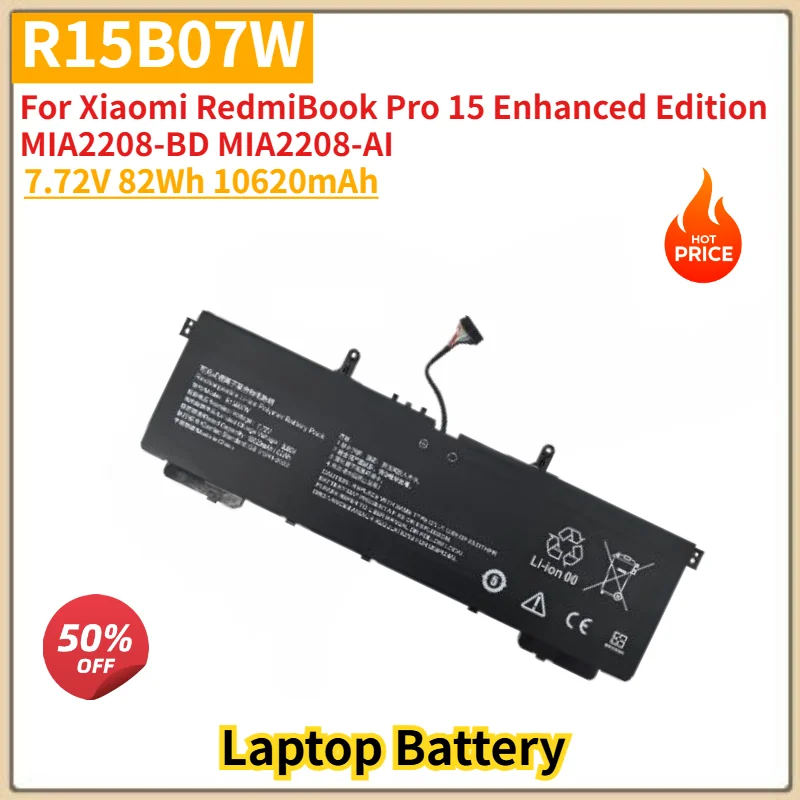 R15B07W Laptop Battery 7.72V 10620mAh for Xiaomi RedmiBook Pro 15 Enhanced Edition MIA2208-BD MIA2208-AI Replacement Battery