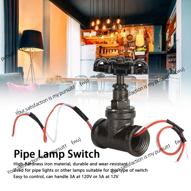 Iron Vintage 1/2in Stop Valve Light Switch With Electric Wire Accessory For Table Pipe Lamp