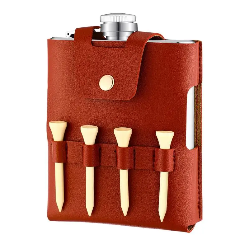 

Flask Leather Case Golf Flask Protective Sleeve With Multiple Slots Storage Bag Golf Accessories Classic Non-Slip Design For Men