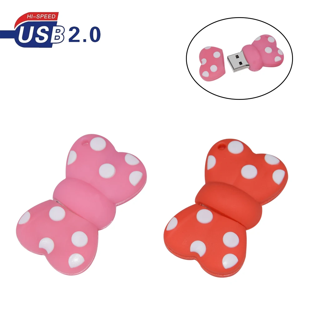 Cartoon minnie bowknot usb flash drive 4GB 8GB 16GB 32GB tie pendrive  U disk memory stick cute gifts decoration USB For gift