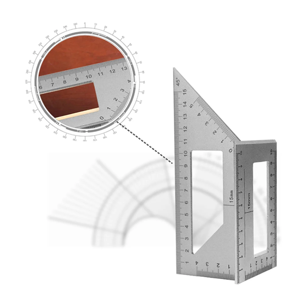 Aluminum Alloy Wooden Square Multifunction Ruler 45 90 Degree Gauge Ruler Woodworking Tools for DIY Toy Handmade Hand Tool