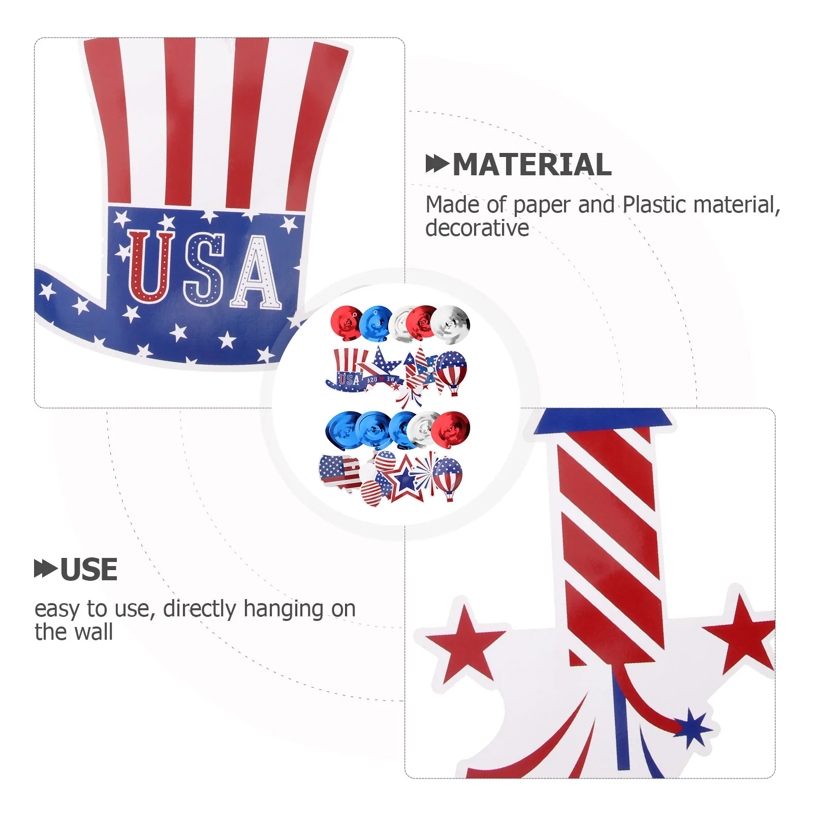 

30Pcs Independence Day Spiral Pendants Hanging Swirls Decor Festive Party Ornament for Home Mall Hotel Outdoor Celebration