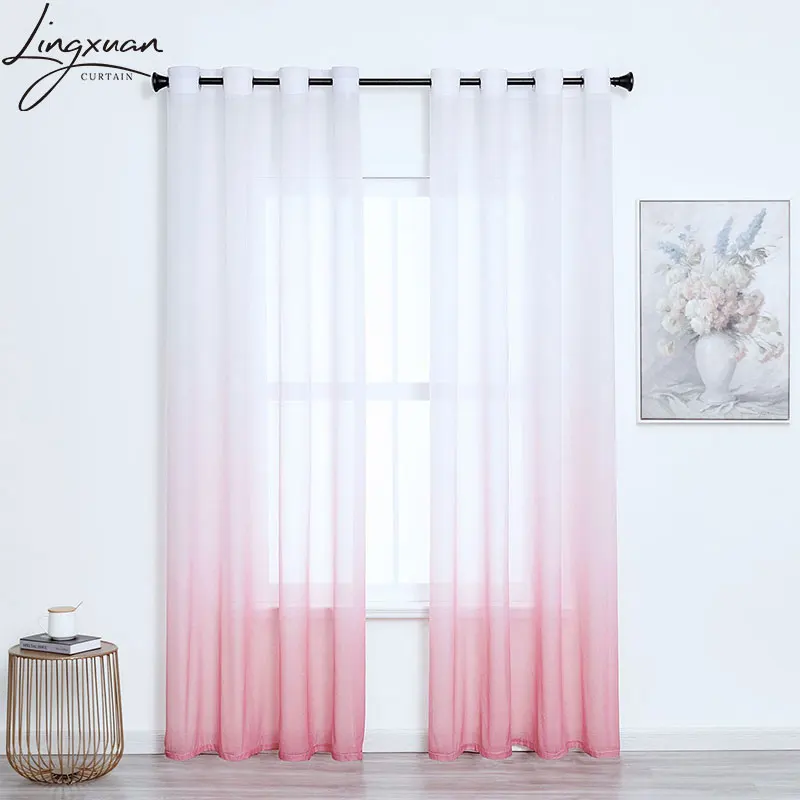 Modern Gradient Color Tulle Sheer Curtains For Living Room Bedroom Blinds Voile Curtain Kitchen Gauze For Screening Window Decor