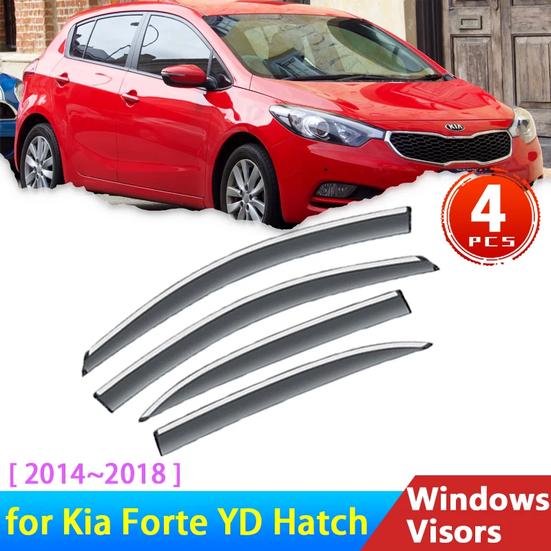 

Лобовое стекло для Kia Forte YD II Cerato Hatch 2014 ~ 2018, аксессуары, дефлекторы, козырьки для боковых окон автомобиля, солнцезащитный козырек от дождя и бровей 2017