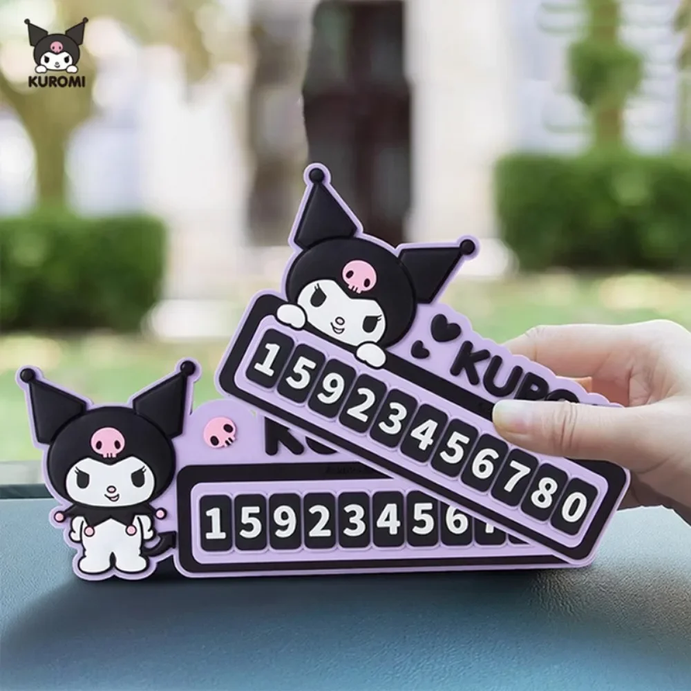 

2024 Animation Kuromi Temporary Parking Number Plate Cartoon Pvc Noctilucent Car Mobile Phone Plate Accessories for Women Gift