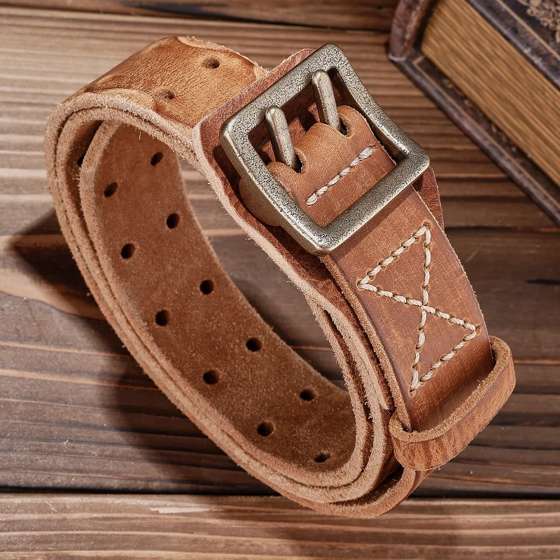 Men's high-end versatile first-layer cowhide vintage casual belt