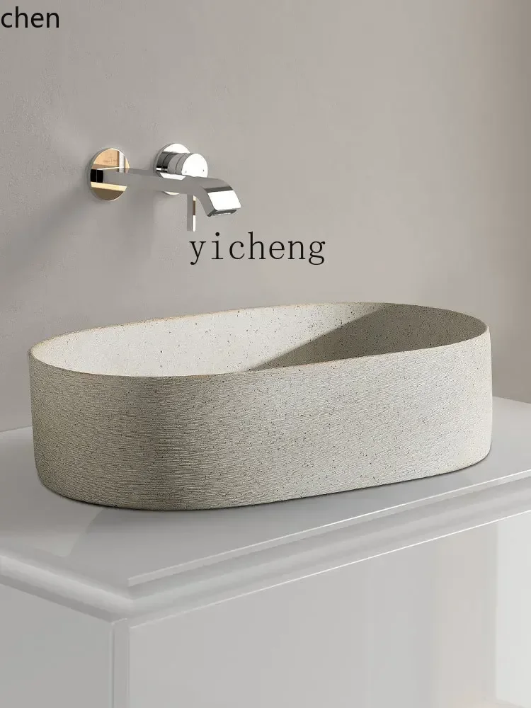 HT Retro Table Basin Wash Basin Home Oval Table Washbasin Outdoor