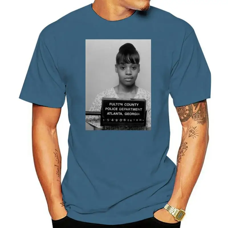 Lisa Left Eye Lopez TLC mugshot White T-shirt sizes available S-3XL men t shirt