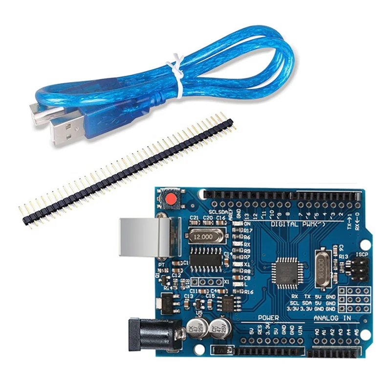Para placa de desarrollo Arduino UNO R3, placa base de módulo microcontrolador Compatible con ATMEGA328P con Cable