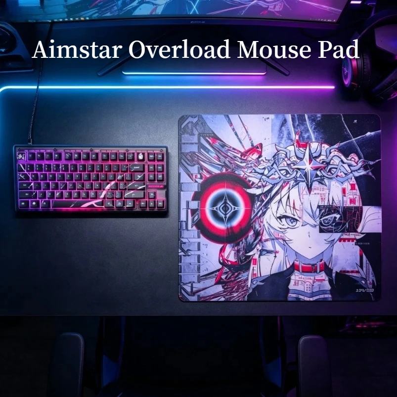 Aimstar Overload Anime Mouse Pad Customization Tempered Glass for FPS Game E-Sports Mouse Pad Desk Mats Keyboard Accessories DIY