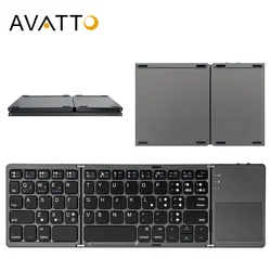 AVATTO Brasil Portuguese/English B033 Mini Folding keyboard, Wireless Bluetooth Keyboard For Windows Android IOS Tablet ipad