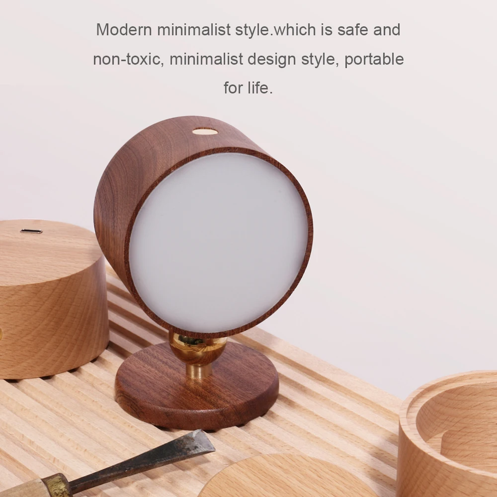 USB Charging Solid Wood No Punching No Wiring Magnetic Body Sensing Bedside Lamp LED Wall Lamp