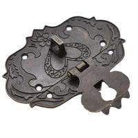 Vintage Padlock Lock Hasp Antique Wooden Case Jewelry Gift Box Decor Hasp Latch Hook Hardware