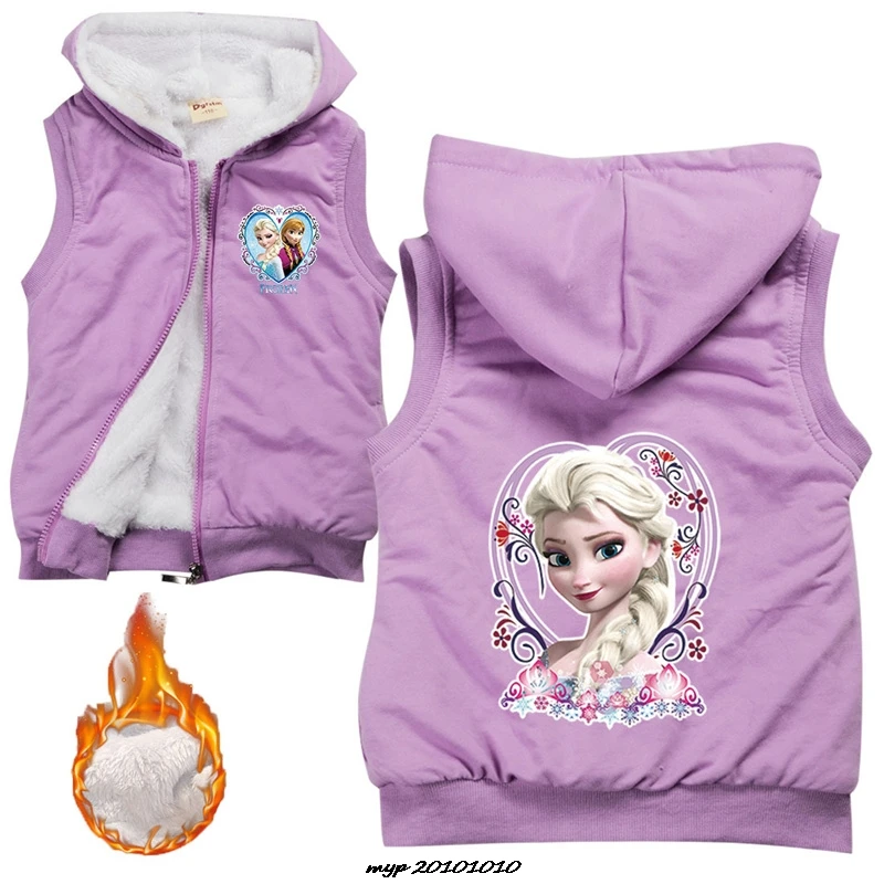 Frozen Elsa Teenagers Children Jacket Vests Warm Autumn Winter Boys Girls Parent-Child Coat Waistcoat Kids Hooded Outerwear