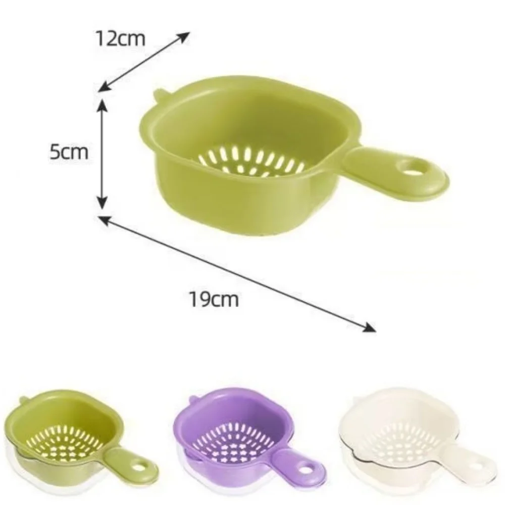 2-in-1 Double Layer Drain Basket Fruit Drainer Container with Foldable Handle Food Strainer Thickened Fruit Plate Easy to Clean