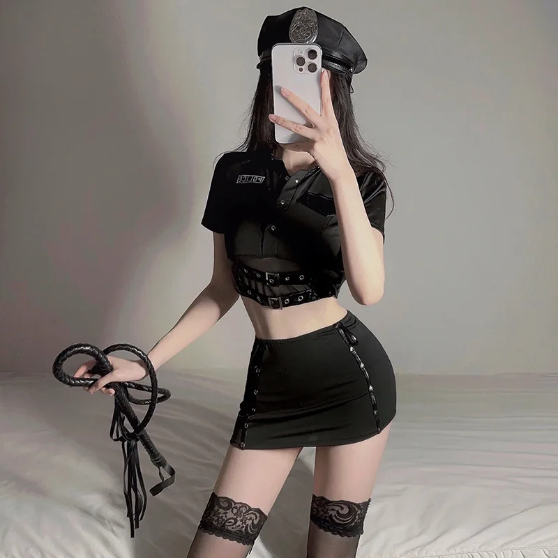 زي الشرطة للنساء ، ملابس داخلية مثيرة ، شرطية ، بيجامة خاصة ، أزياء مثيرة ، قبعة وسوط ، سرير تأثيري ، ملابس