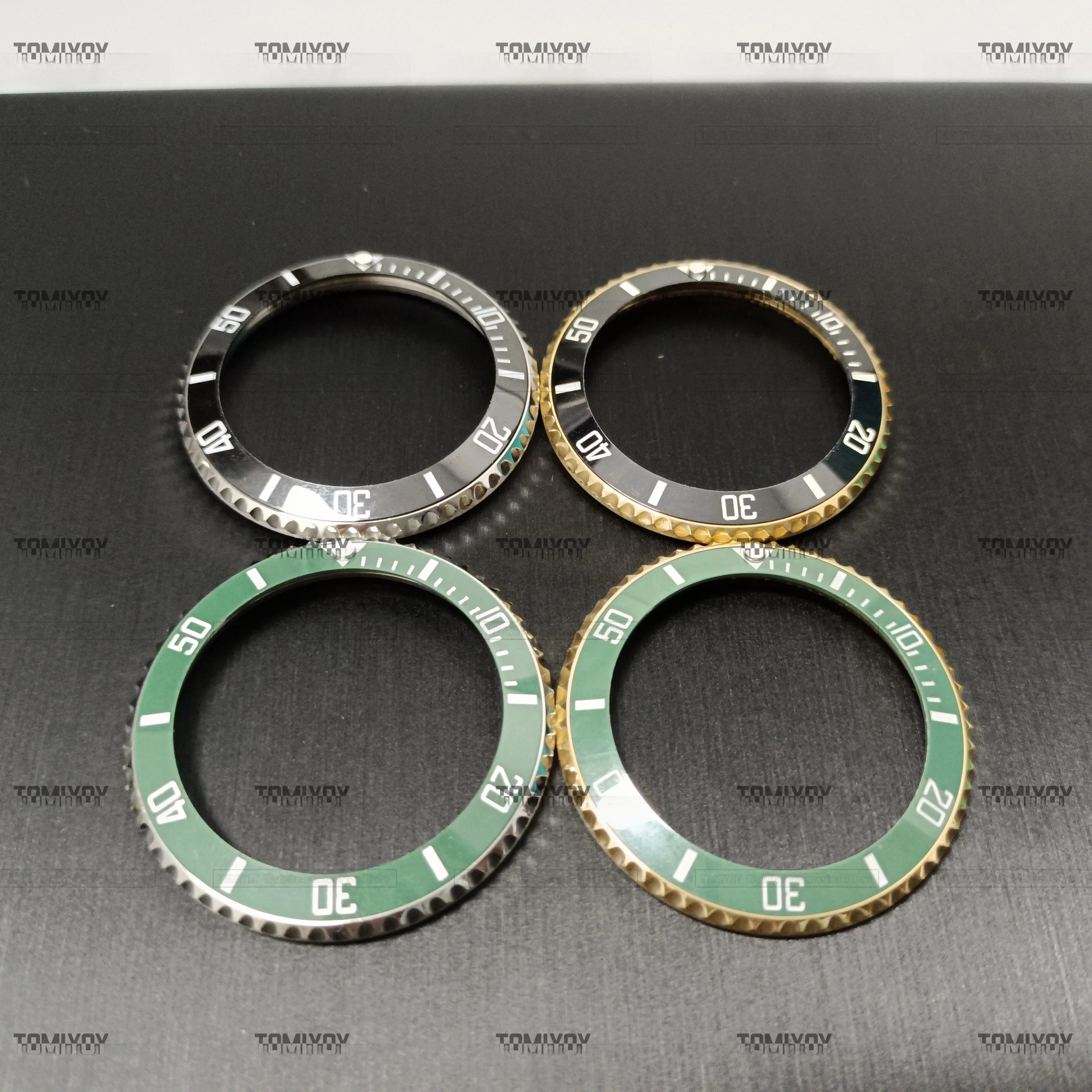 Watch Accessories 38MM 40MM Blue Luminous Steel Bezel With Black Green Ceramic Insert Fit For RLX 40mm Case SUB 116610