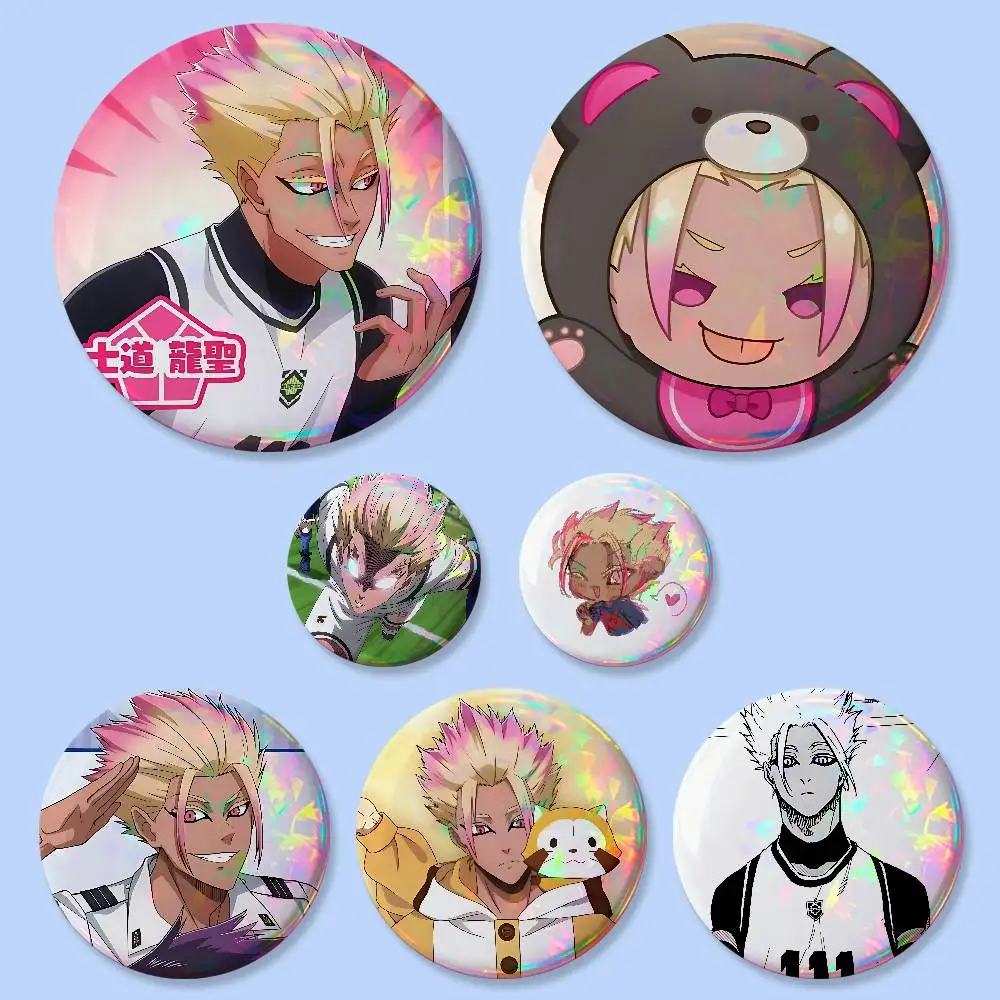 Blue Lock Anime Ryusei Shidou Abzeichen, runde kreative Anstecknadel, Brosche, Taschen-Deko-Accessoires, Fan-Sammlerstücke, Geschenke für Freunde