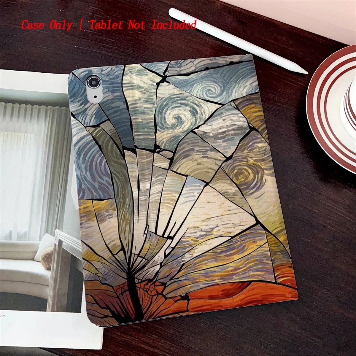 

8 Fresh Style Printed iPad Case, 360° Rotating Stand & Pen Slot,Book Style, Auto Sleep/Wake, Compatible with Various Apple iPads