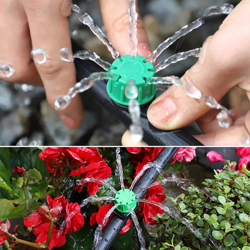 20/50/100Pcs Irrigation Drippers Flow Adjustable 8 hole Emitter Garden Flower Bed Greenhouse Watering Sprinkler Micro Nozzles