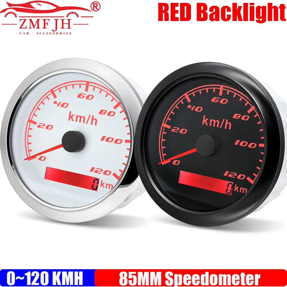 0-120KMH,0-200KMH CANBUS 85MM Speedometer for Trucks/Car/Auto/Vehicles Waterproof IP67 Speed Gauge Odometer Red Backlight 12V24V
