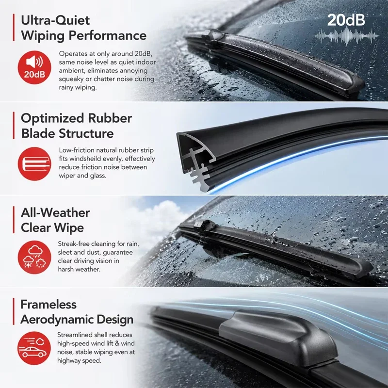 Wiper Front & Rear Wiper Blades Set For Skoda Karoq 2021-2026 Windshield Windscreen Window Brushes 26''+18''+13'' 2