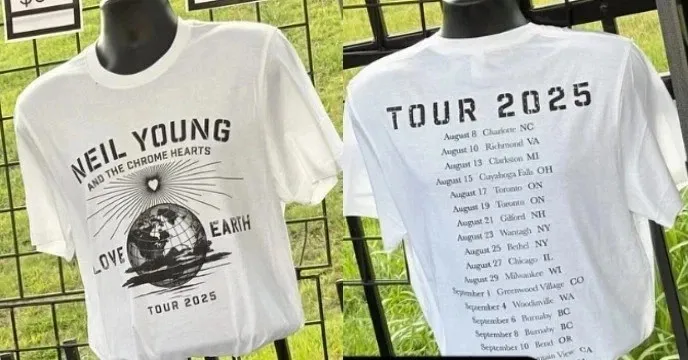 NEW~ Neil Young Love Earth Tour 2025 Fan Made Two Sides T-Shirt All Size S-4XL