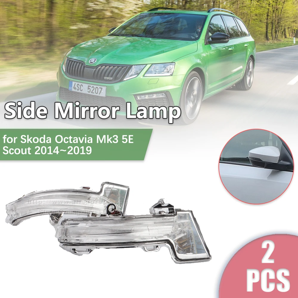 

2pcs Rearview Side Mirror LED for Skoda Octavia Mk3 5E Scout 2014~2019 2015 Turn Signal Indicator Lamp Light Part Accessories